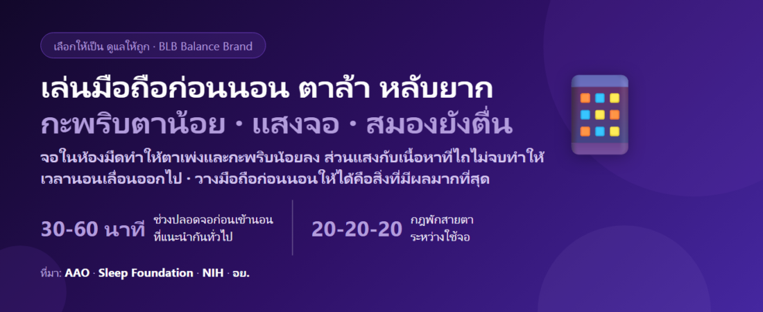 เล่นมือถือก่อนนอน ตาล้า หลับยาก กินอะไรดี? ปรับนิสัยหน้าจอและสารอาหารสำหรับดวงตากับการพักผ่อน