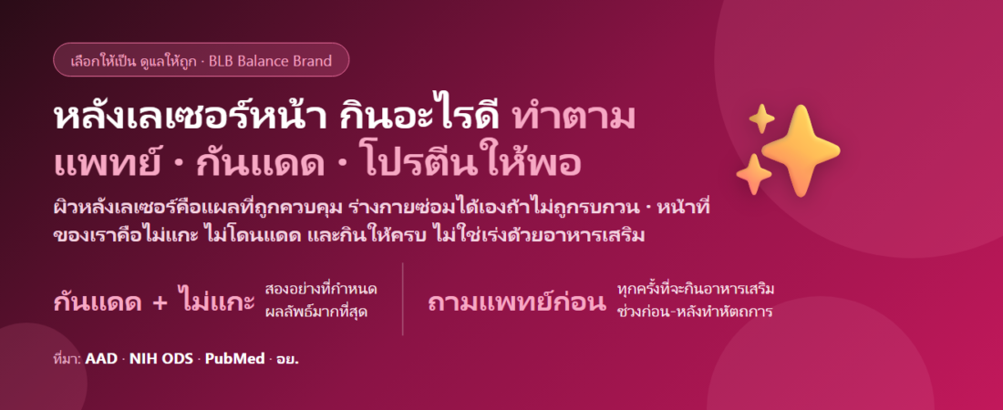 หลังทำเลเซอร์หน้า ทำหัตถการผิว ผิวแดง แห้งลอก กินอะไรดีให้ผิวฟื้นตัว? สิ่งที่ต้องทำก่อน และความจริงเรื่องคอลลาเจนเปปไทด์