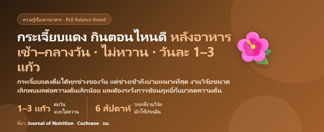 กระเจี๊ยบแดงกินตอนไหนดี? น้ำกระเจี๊ยบดื่มเช้าหรือเย็น วันละกี่แก้ว แคปซูลกับชาต่างกันยังไง และห้ามดื่มคู่ยาความดัน–ยาขับปัสสาวะไหม