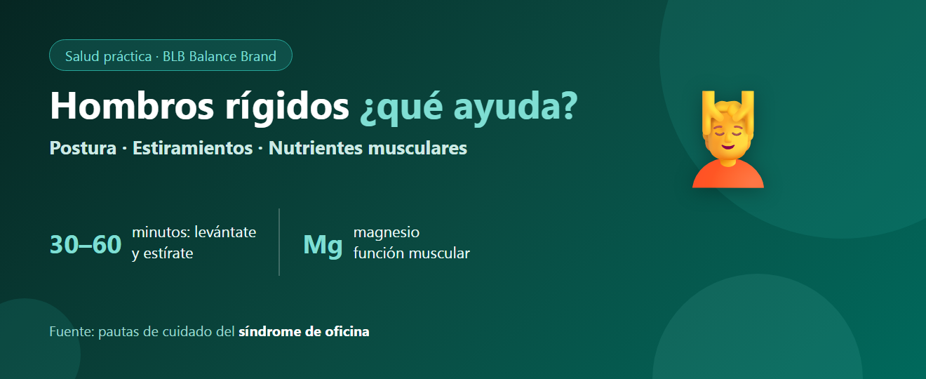 Rigidez de cuello y hombros por síndrome de oficina: ¿qué tomar? Cuidado muscular desde dentro