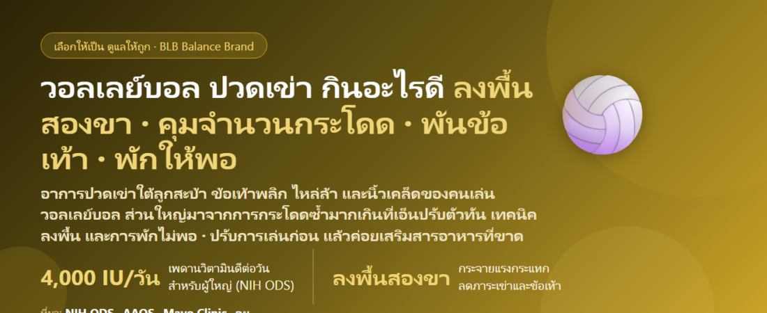 เล่นวอลเลย์บอล กระโดดตบบ่อย ปวดเข่า ไหล่ล้า ข้อเท้าพลิกง่าย กินอะไรดี? ดูแลข้อ กระดูก และการฟื้นตัวของสายวอลเลย์